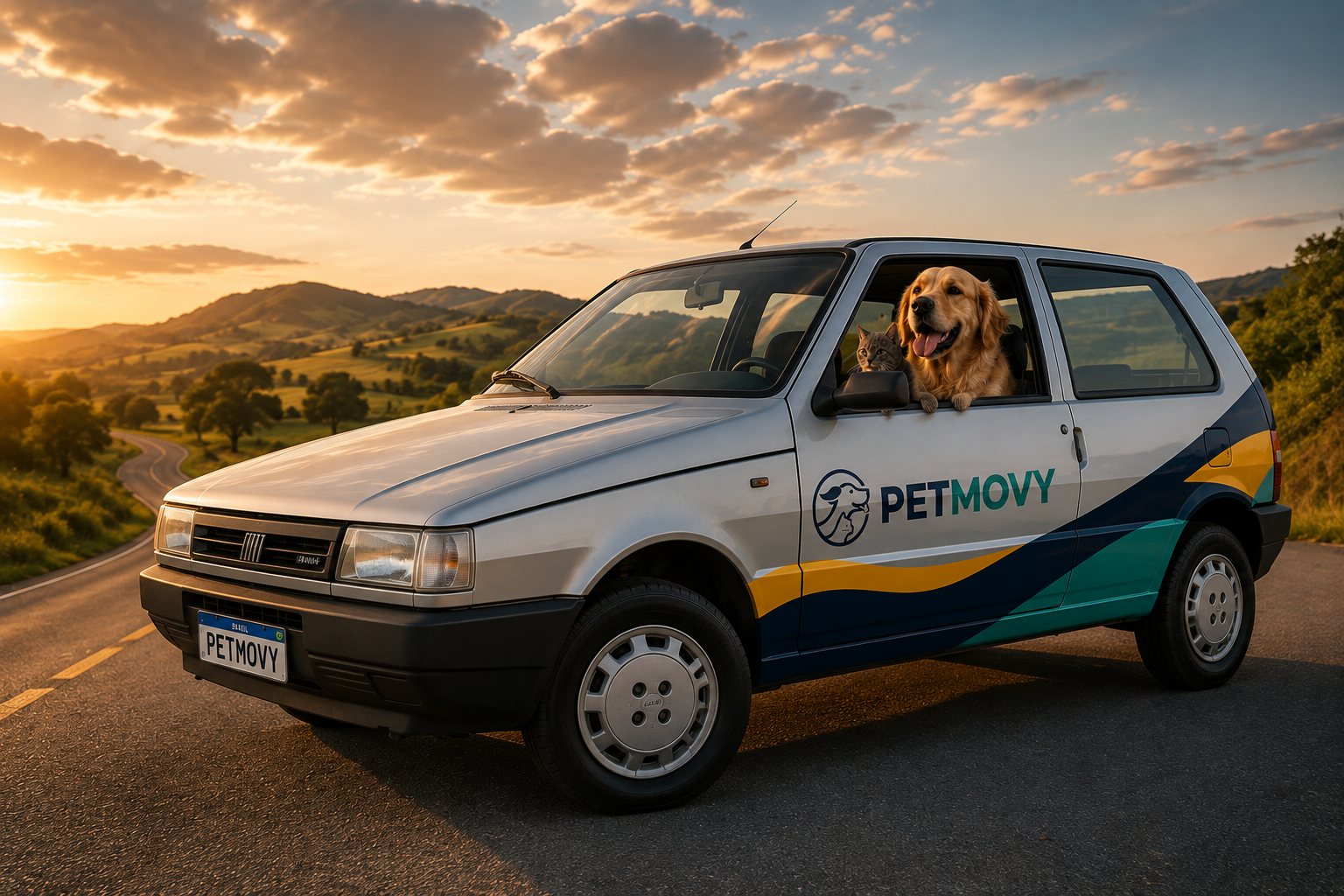 Uno da PETMOVY em uma estrada em Serra Negra